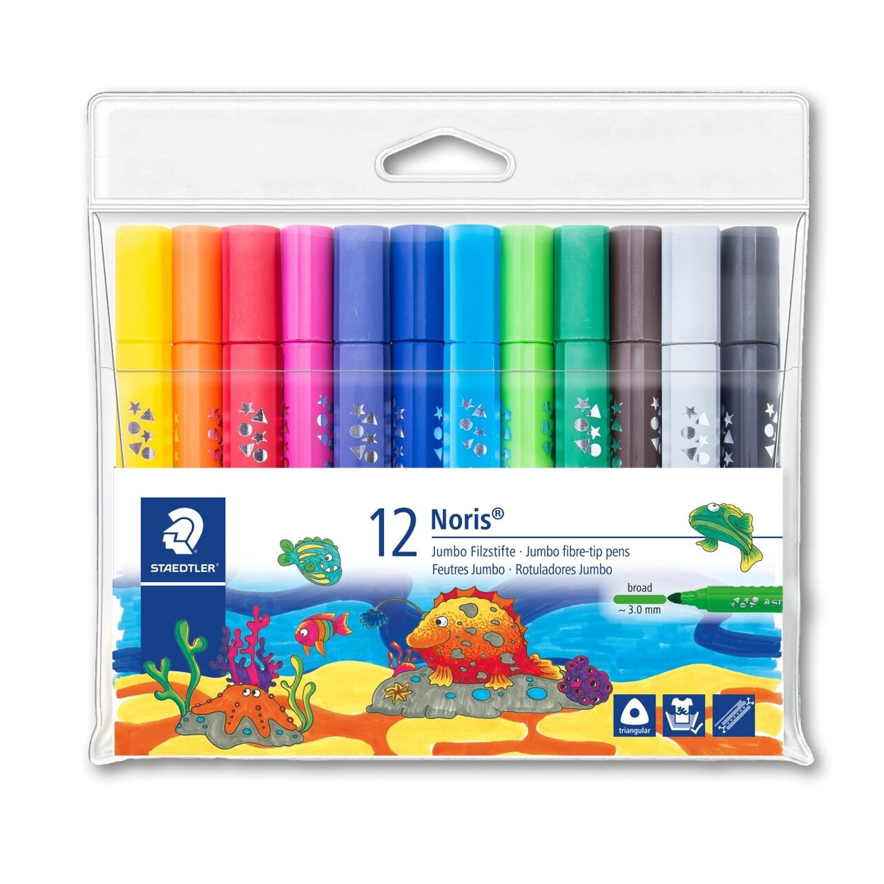 Noris® Triangular Fibre-Tip Pens Broad Assorted Wallet Of 12