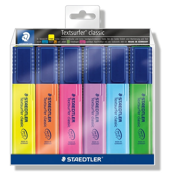 Textsurfer® classic highlighters - wallet of 6 assorted colours