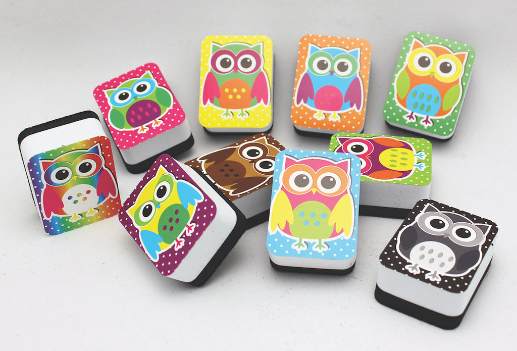 Mini Whiteboard Erasers 10 pack - Owls