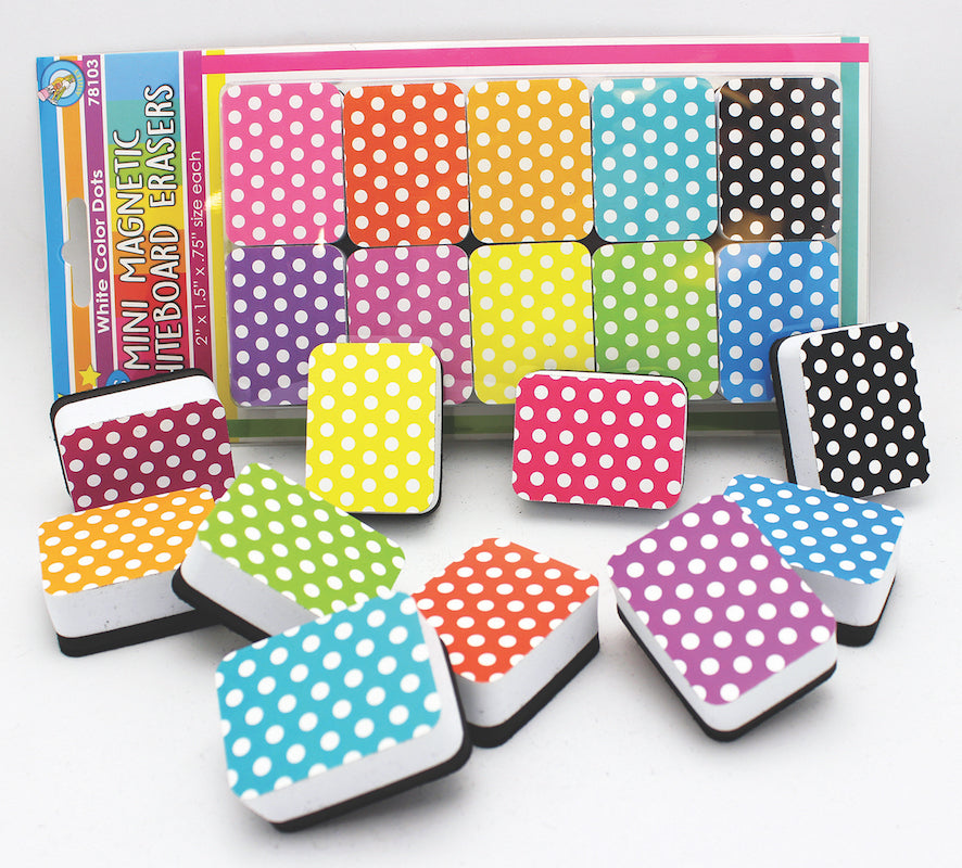 Mini Magnetic Erasers 10 Pack - Spotty