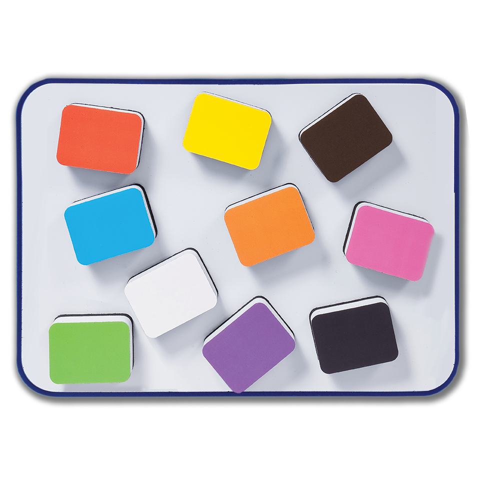 Mini Whiteboard Erasers 10 pack - Assorted Colours
