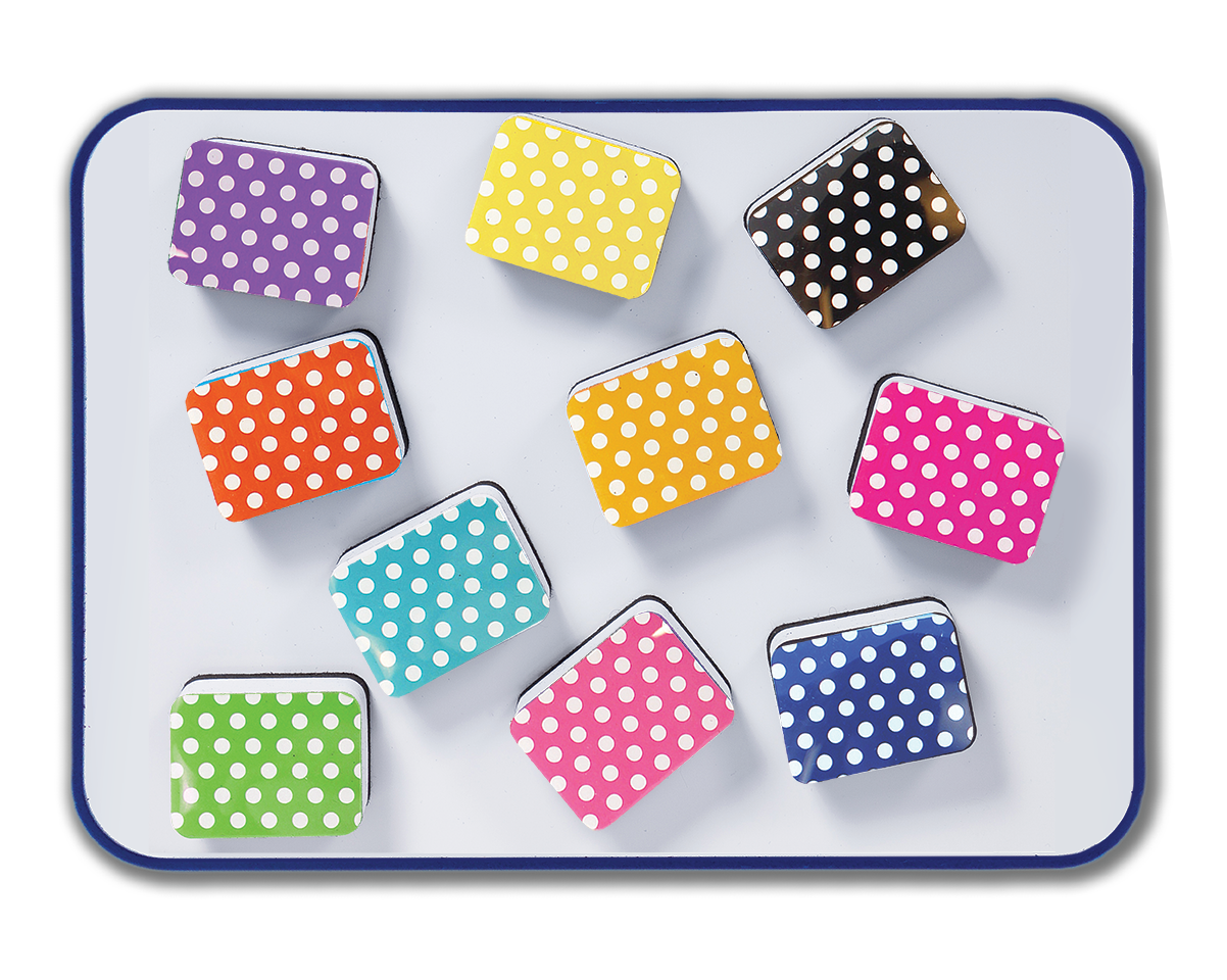 Mini Magnetic Erasers 10 Pack - Spotty