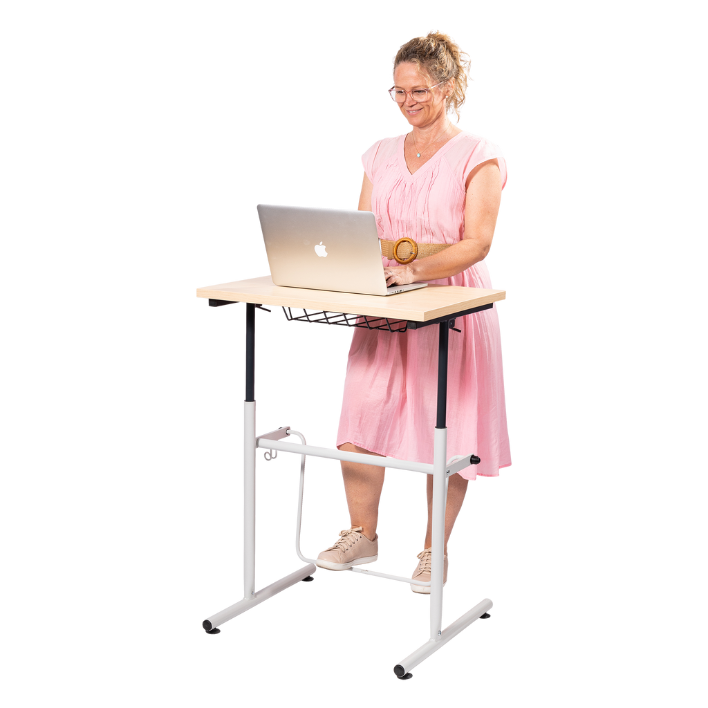 Gas Lift Sitting/Standing Desk with Swing Bar