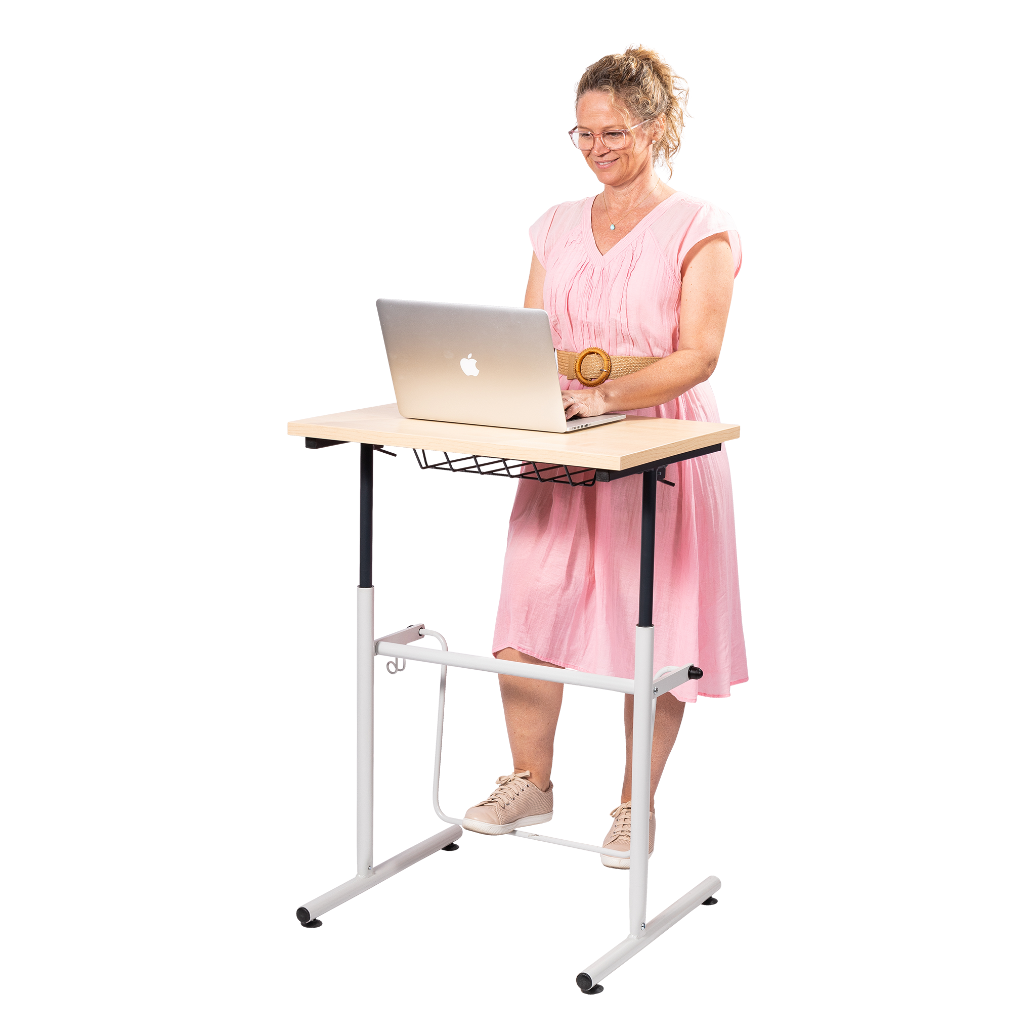 Gas Lift Sitting/Standing Desk with Swing Bar
