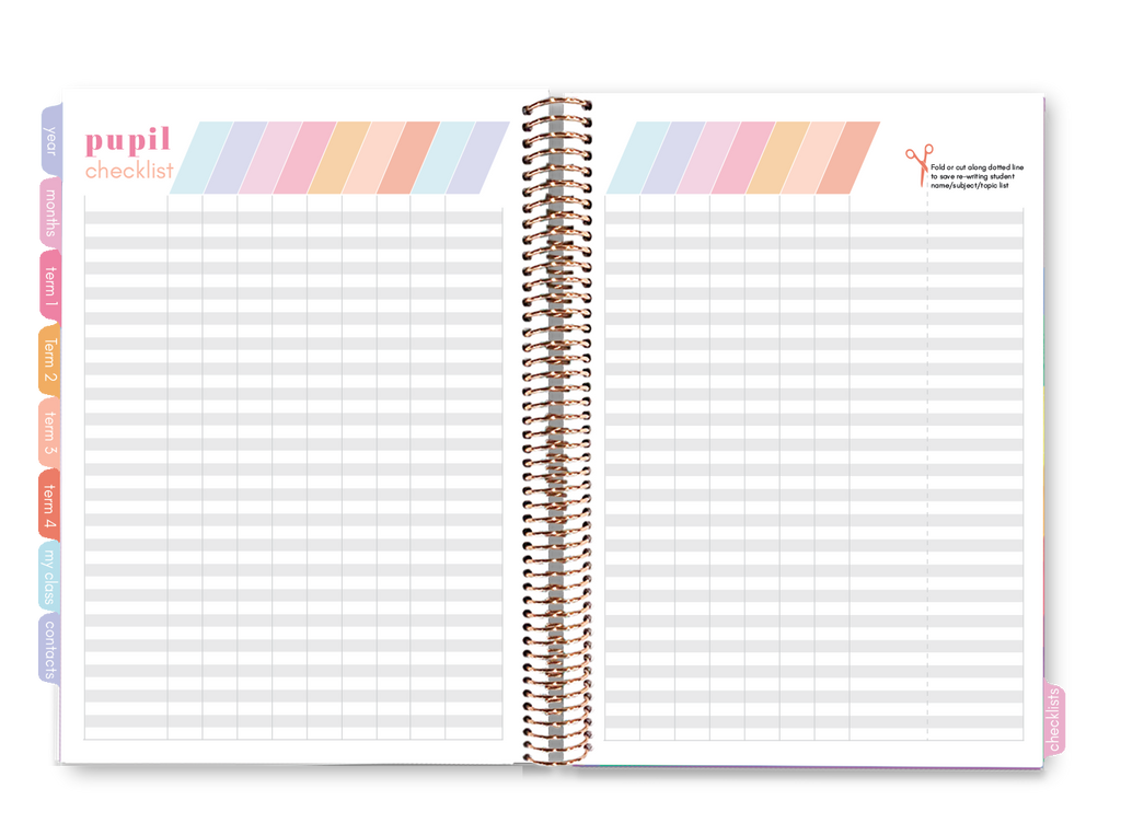 Elizabeth Richards 2023 Teacher Planner pupil checklist double page spread