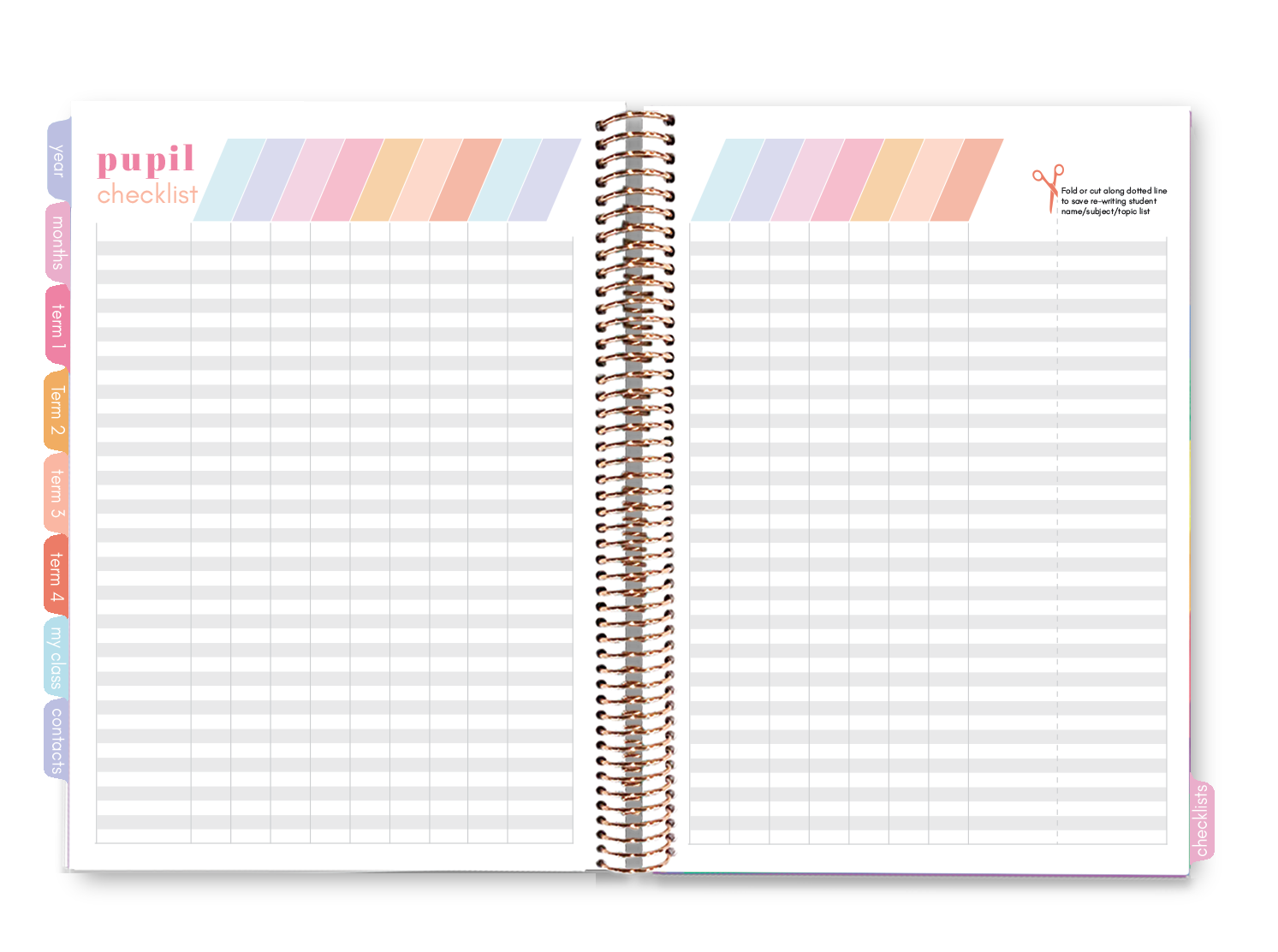 Elizabeth Richards 2023 Teacher Planner pupil checklist double page spread
