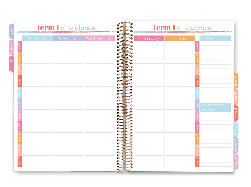 Elizabeth Richards 2023 Teacher Planner Term 1 at a glance double page spread
