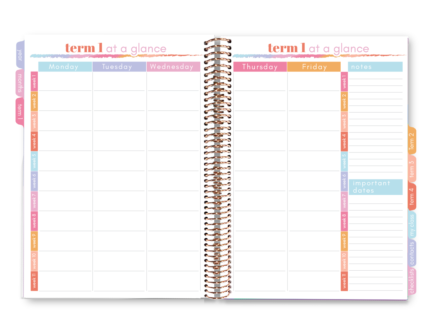 Elizabeth Richards 2023 Teacher Planner Term 1 at a glance double page spread