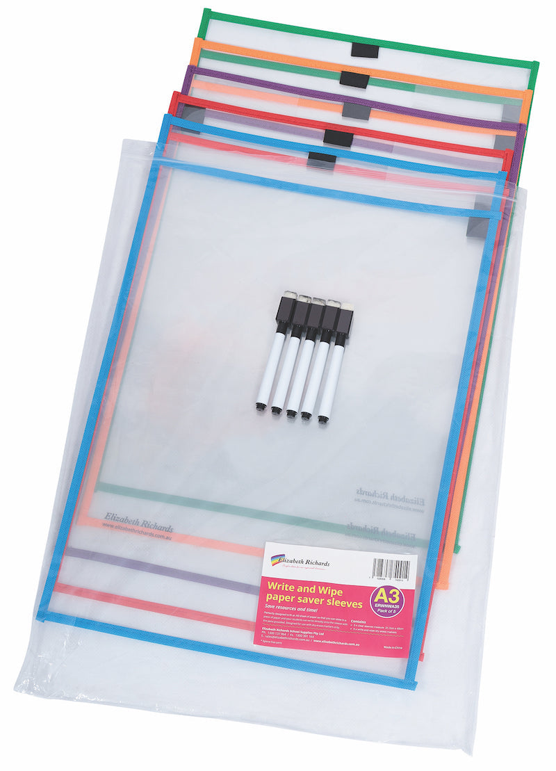 Write 'N' Wipe Paper Saver Sleeves A3 - Pack of 5