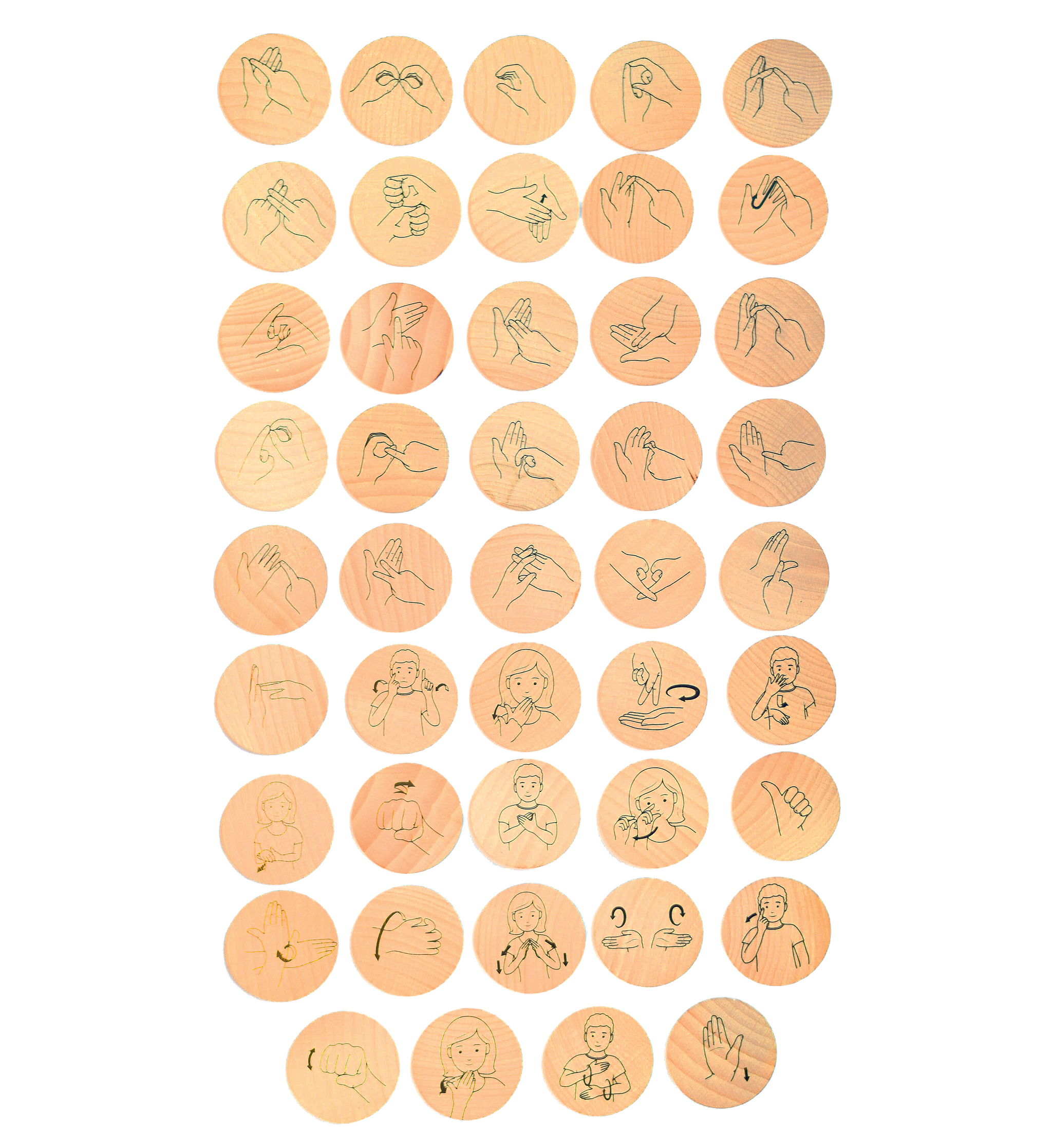 Sign Language Wooden Disks