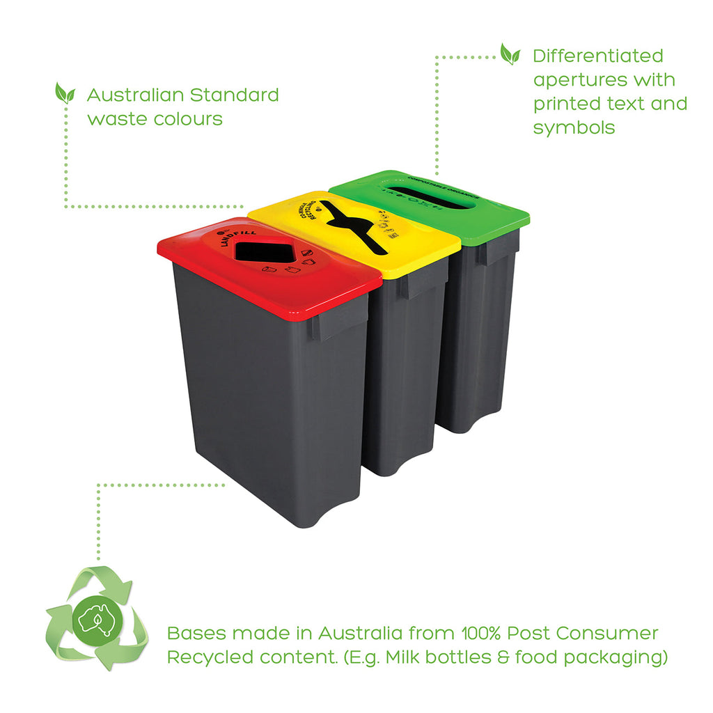 60 Ltr Multisort Base and Lid - Set of 3