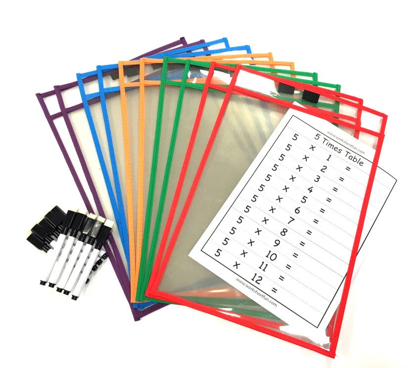 Write n Wipe Paper Saver Sleeves - Pack of 30 - inc Pens & Erasers