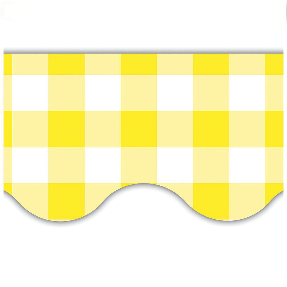 Gingham Scalloped Border Trim - Yellow