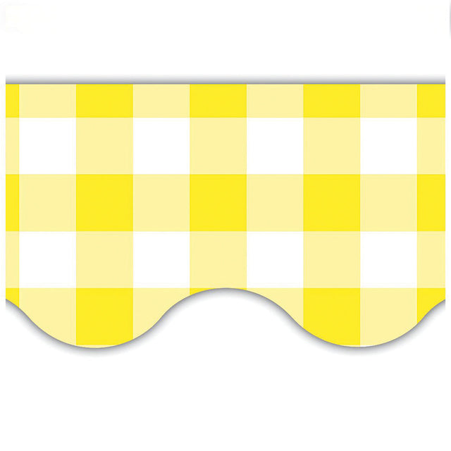 Gingham Scalloped Border Trim - Yellow