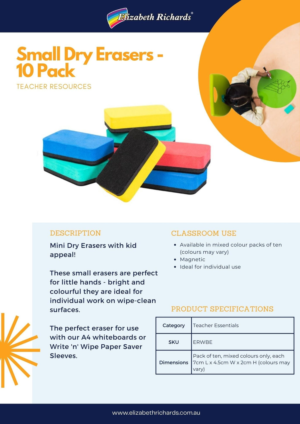 Small Dry Erasers - Pack of 10