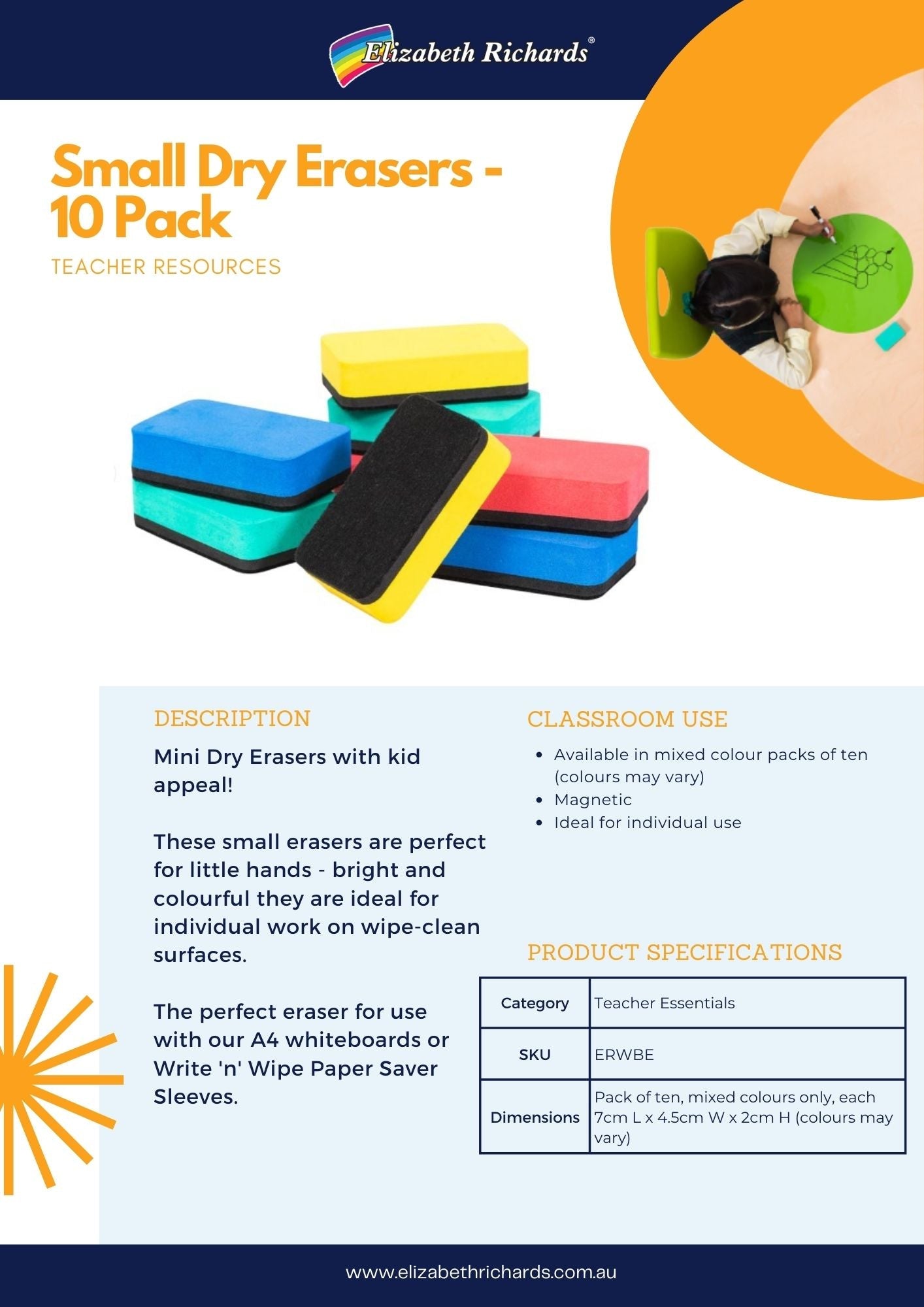 Small Dry Erasers - Pack of 10