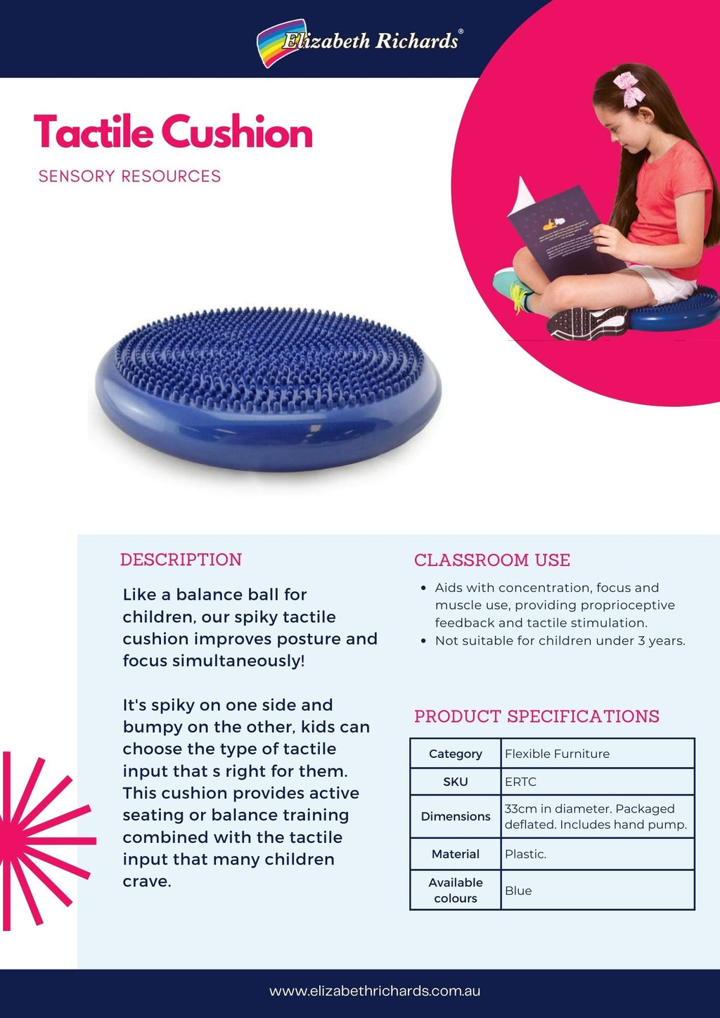 Tactile Cushion Blue w/t Hand Pump