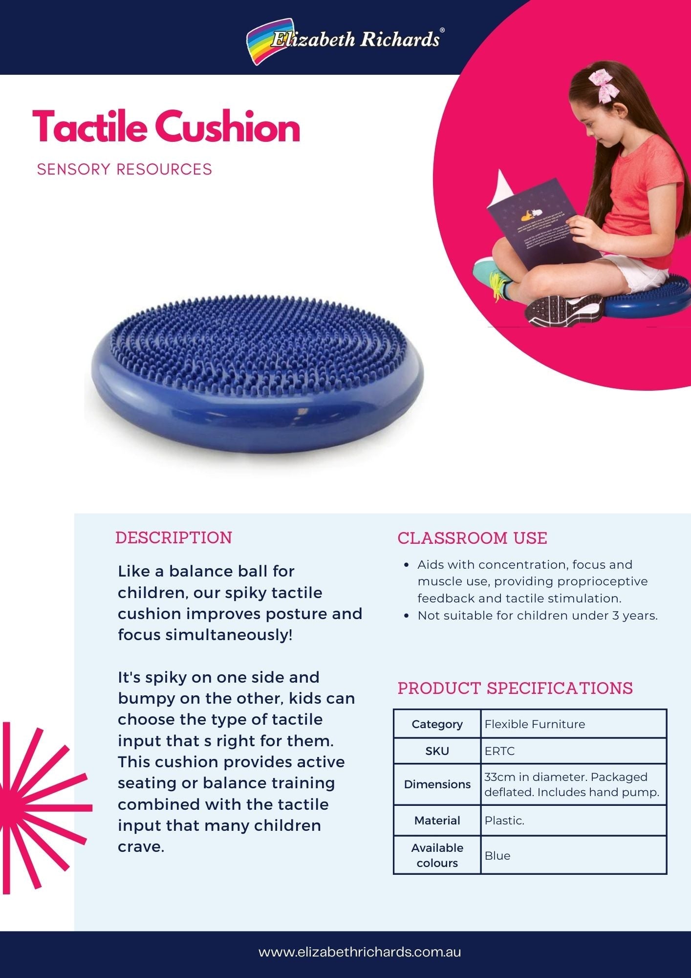Tactile Cushion Blue w/t Hand Pump