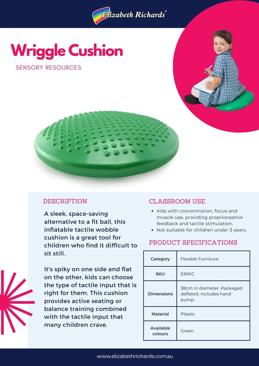 Wriggle Cushion Green w/t Hand Pump