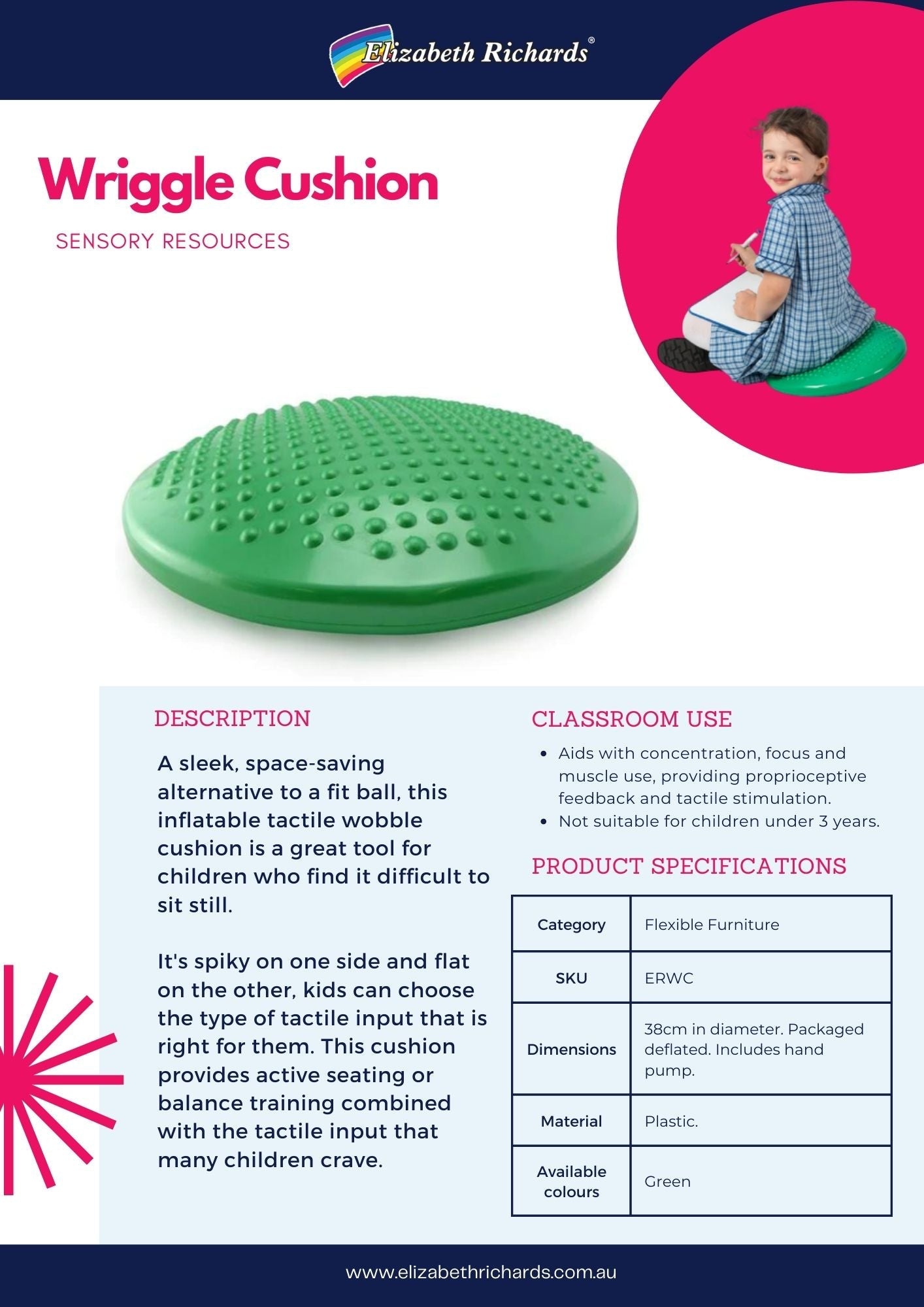 Wriggle Cushion Green w/t Hand Pump